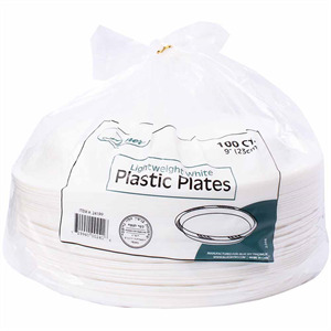 Dinner 9 Inch Plastic Plates, 100 Ct