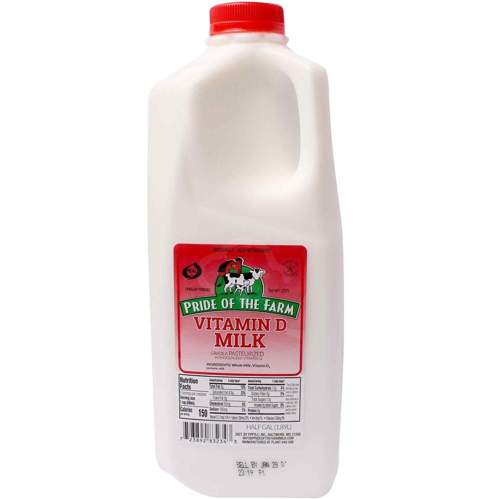 Pride Of The Farm Whole Milk, 1/2 Gallon, Red