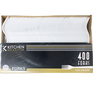 Kitchen Selection, Forks White, 400 Ct