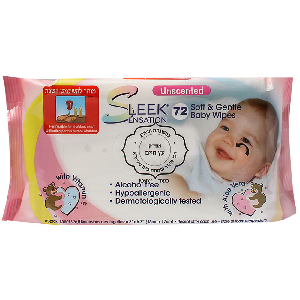 Sleek Sensation  Baby Wipes, Refill Pink Unscented, 72 Ct