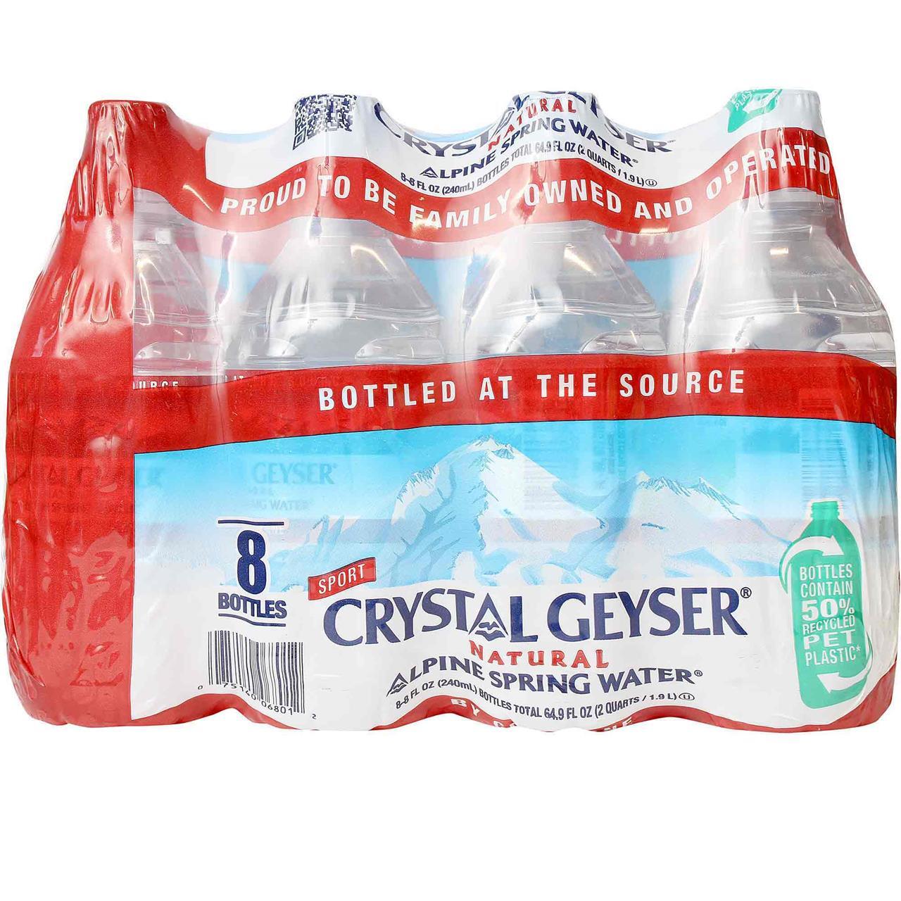 8 Pk Crystal Geyser Sports Cap Water, 8 Oz