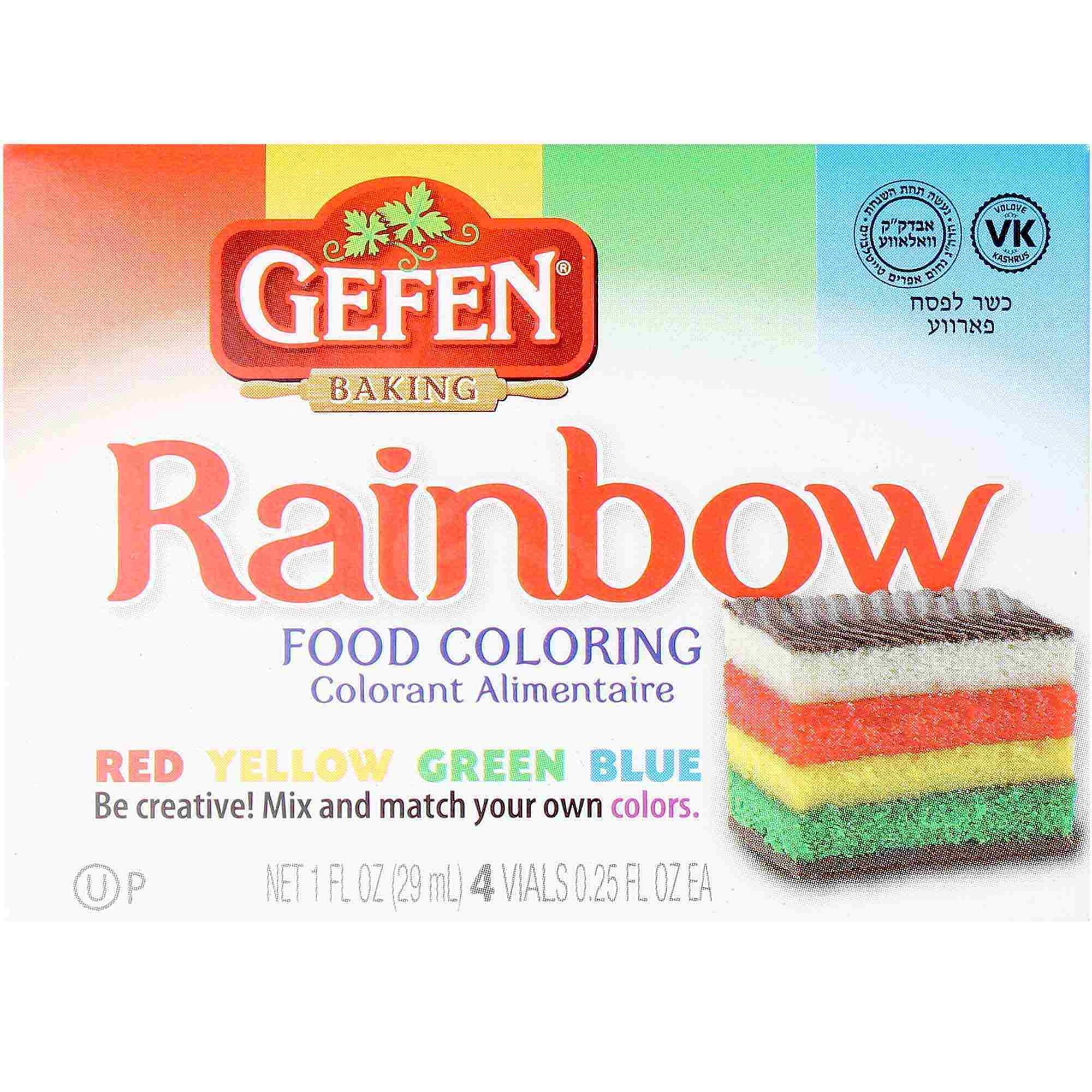 Gefen Food Colors Assorted, 4 Pk
